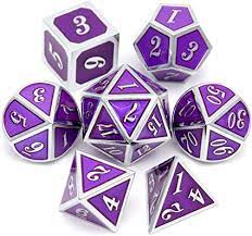 Purple Metal Dice with Silver Trim